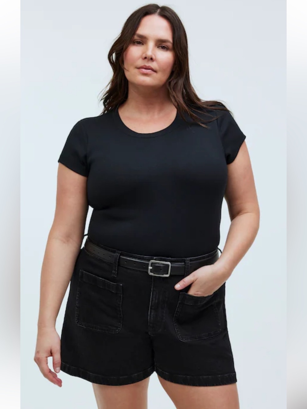 Madewell Black Denim Emmett Shorts Patch Pocket Edition